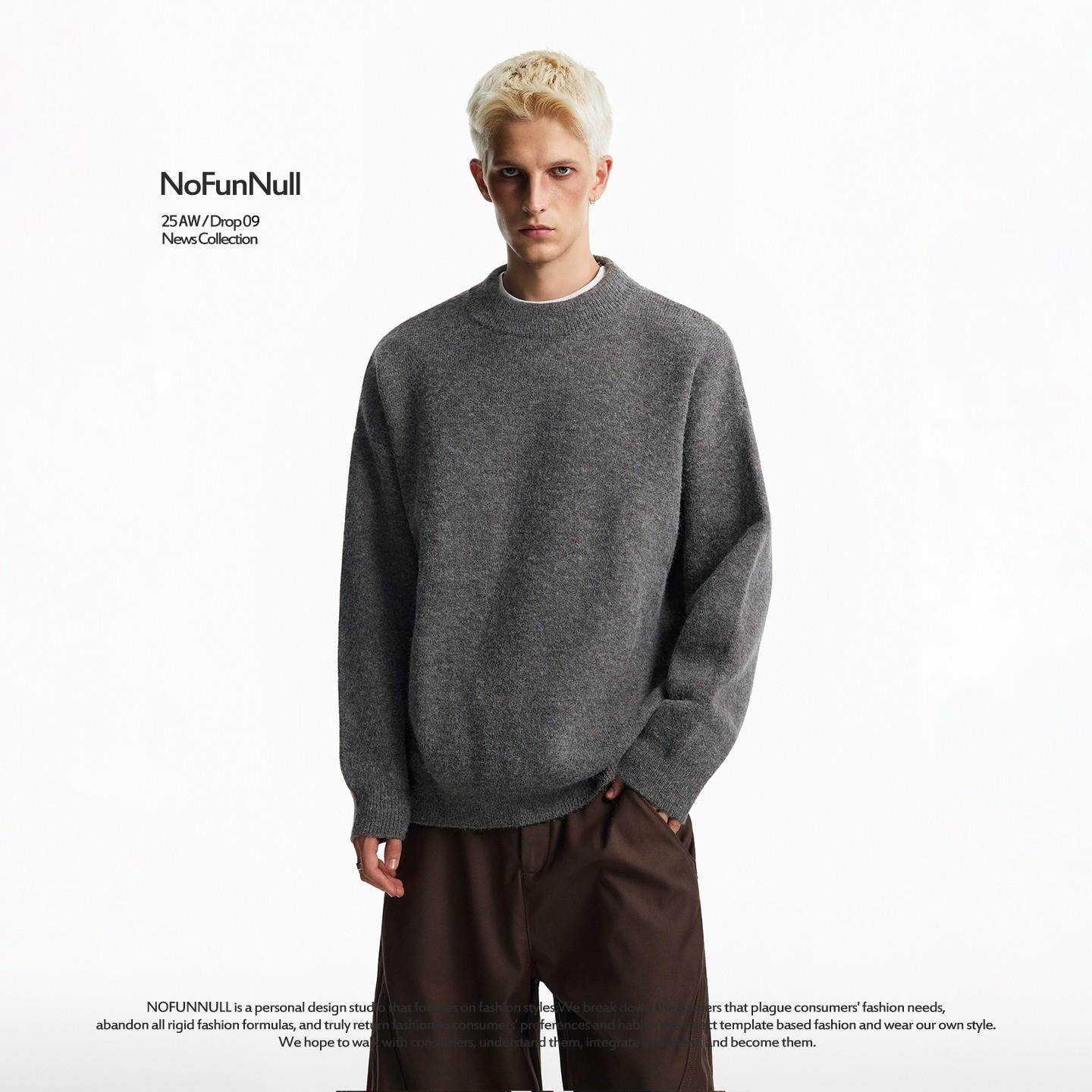 NOFUNNULL 重磅圆领宽松套头毛衣秋冬男高质针织衫上衣内搭打底女,男装,针织衫/毛衣,淘宝优惠券,粉丝福利购,淘宝优惠卷