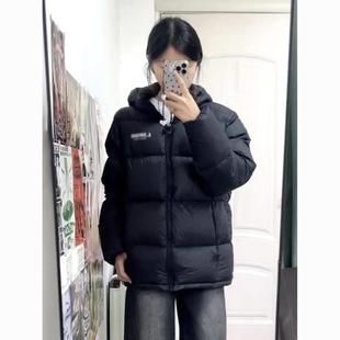 大码黑色短款羽绒棉服女冬季韩系宽松连帽面包服学生加厚保暖棉衣
