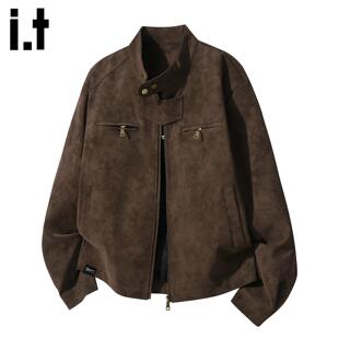 it :5cm/FIVECM复古防风麂皮夹克外套男士2026冬季休闲高级感外衣