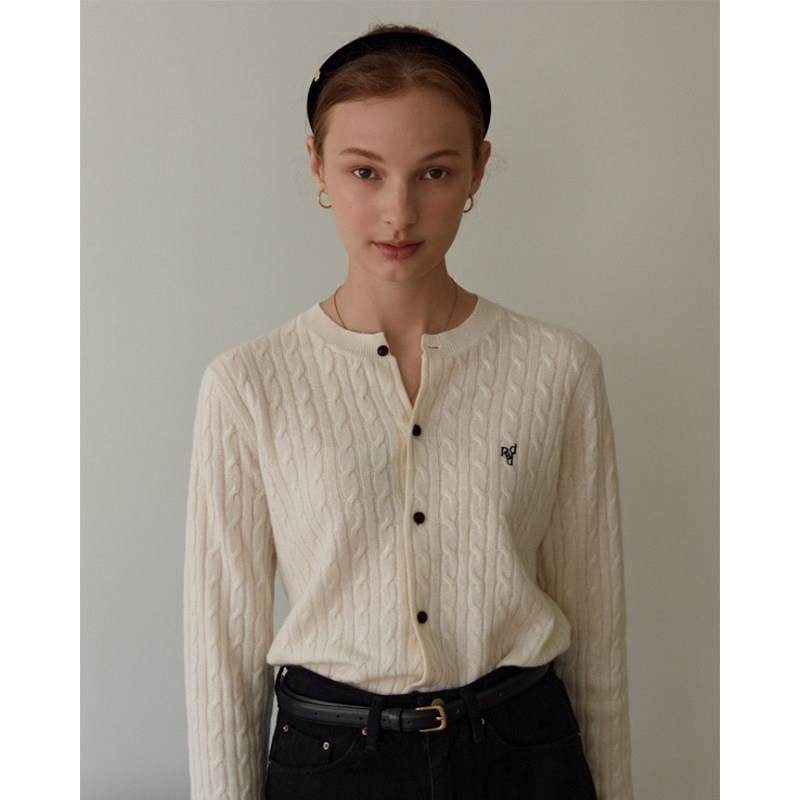 LINHOUSE复古藏蓝麻花刺绣圆领针织开衫通勤白色百搭深灰色上衣女,女装/女士精品,毛针织衫,淘宝优惠券,粉丝福利购,淘宝优惠卷