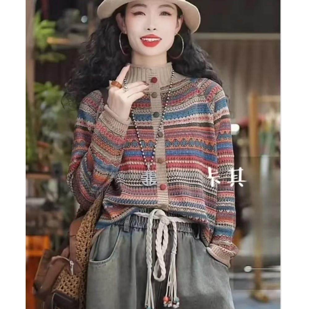 【9068】秋冬新款时尚复古立领彩扣波西米亚风加厚针织套头衫女,女装/女士精品,毛针织衫,淘宝优惠券,粉丝福利购,淘宝优惠卷