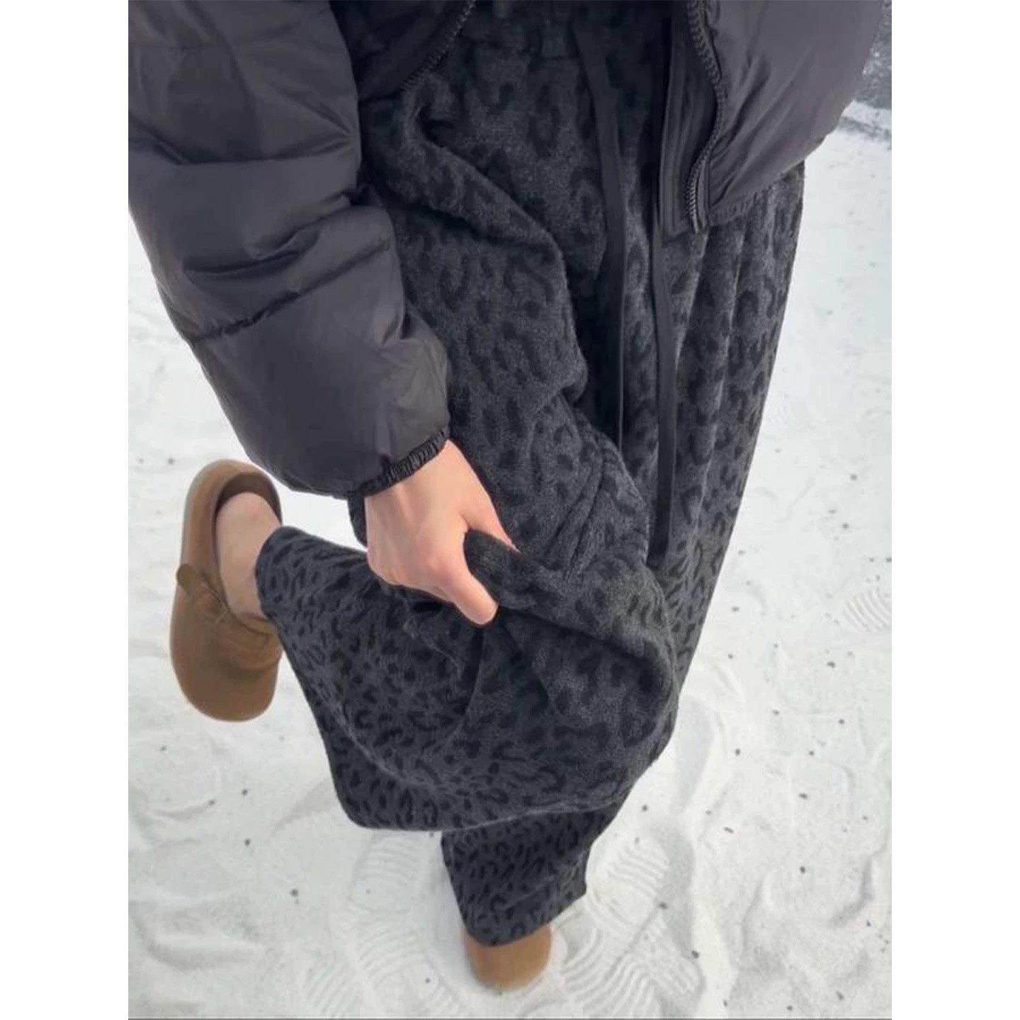 大码加绒豹纹阔腿裤女胖mm休闲窄版直筒裤新款秋冬胖mm糯米毛巾裤,女装/女士精品,休闲裤,淘宝优惠券,粉丝福利购,淘宝优惠卷