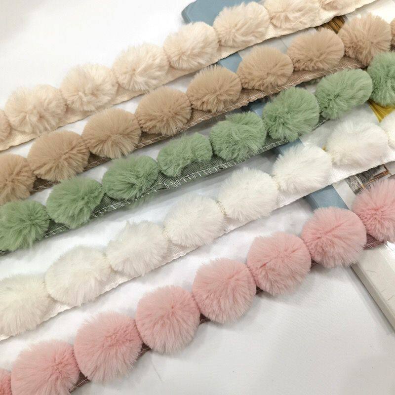 宽3CM毛球边窗帘仿獭兔毛汉服服装毛条装饰花边抱枕手工DIY辅料