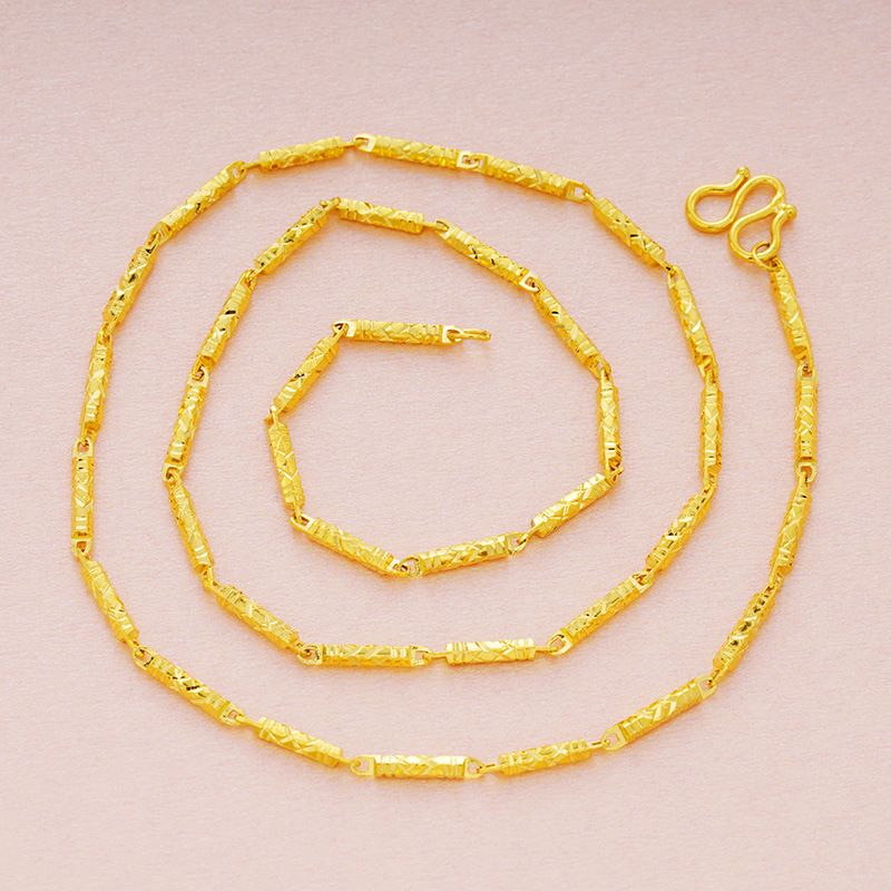 纯六角黄铜镀仿真金女式项链 越南沙金仿真金锁骨链 饰品