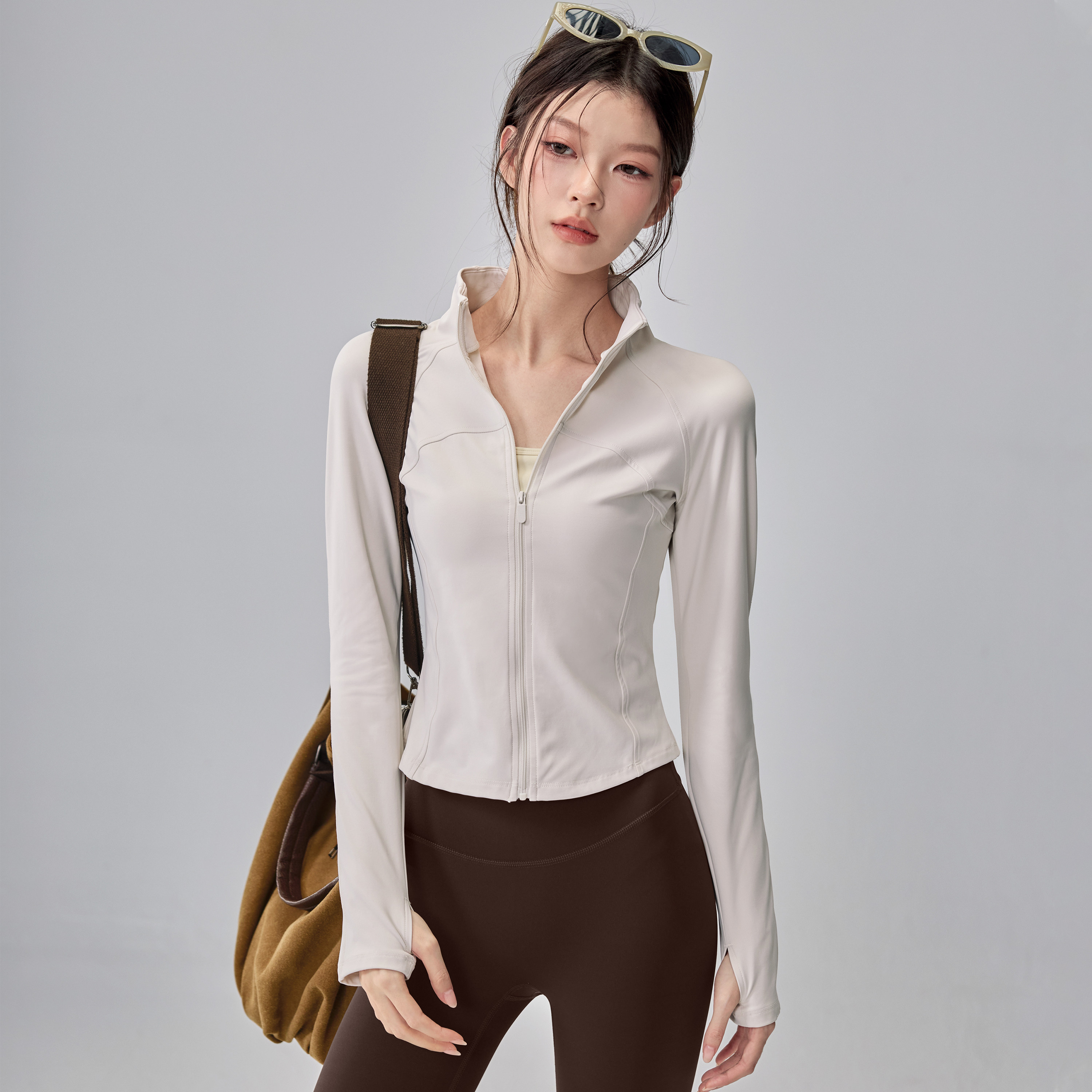 加绒瑜伽服外套女秋冬立领修身普拉提训练长袖户外跑步运动上衣,运动/瑜伽/健身/球迷用品,瑜伽外套,淘宝优惠券,粉丝福利购,淘宝优惠卷