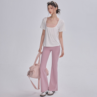 2026新款短袖两件套带胸垫运动套装女户外显瘦罩衫瑜伽服健身内衣