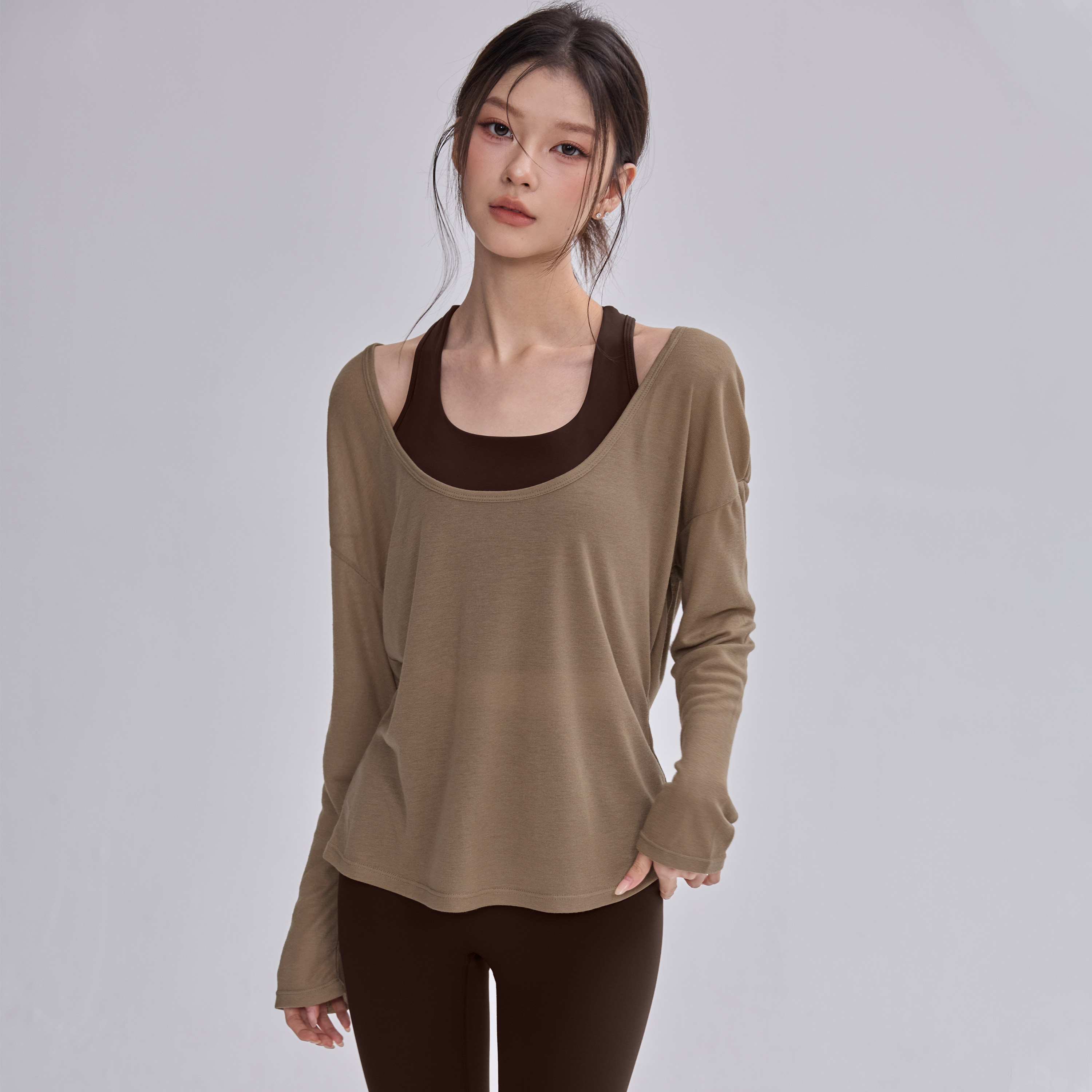 瑜伽服T恤女秋冬长袖罩衫美拉德运动上衣普拉提宽松健身衣套装新,运动/瑜伽/健身/球迷用品,瑜伽t恤,淘宝优惠券,粉丝福利购,淘宝优惠卷