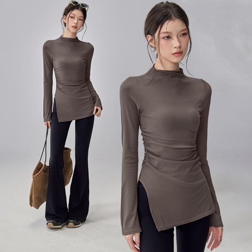 新款半高领遮臀瑜伽服女秋冬