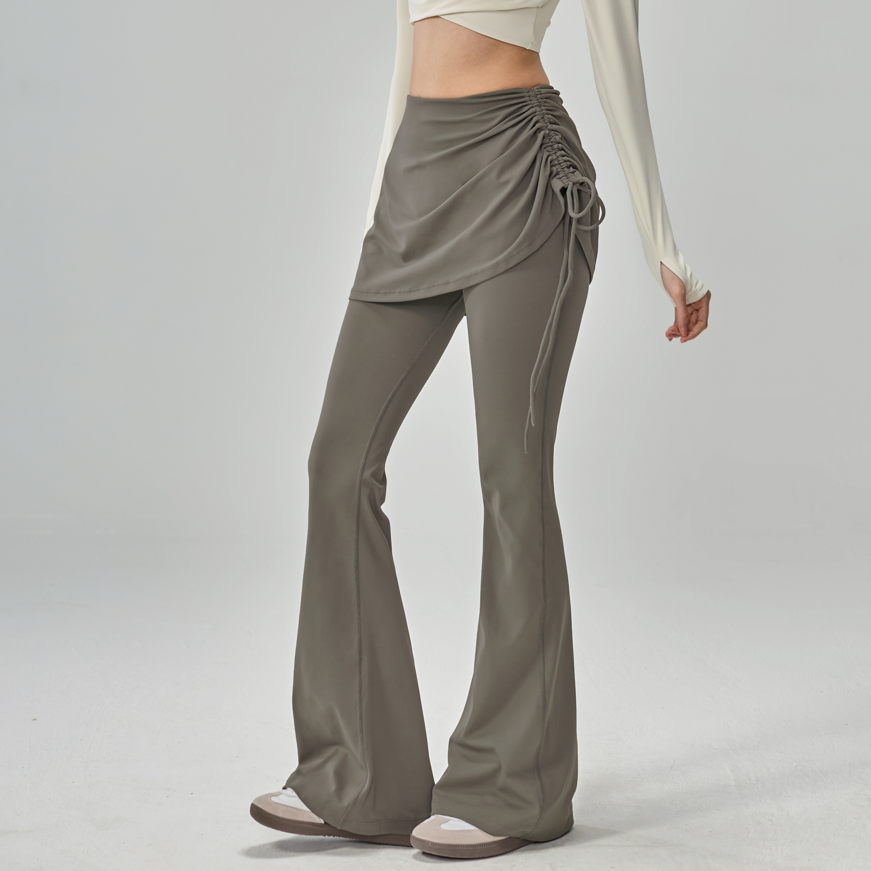 抽绳微喇瑜伽长裤女假两件遮挡裙屁帘提臀运动健身裤普拉提训练服,运动/瑜伽/健身/球迷用品,瑜伽长裤,淘宝优惠券,粉丝福利购,淘宝优惠卷