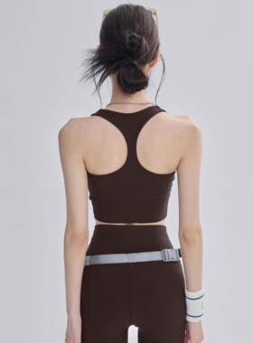 带胸垫高强度瑜伽背心女跑步防震聚拢遮副乳健身文胸美背运动内衣