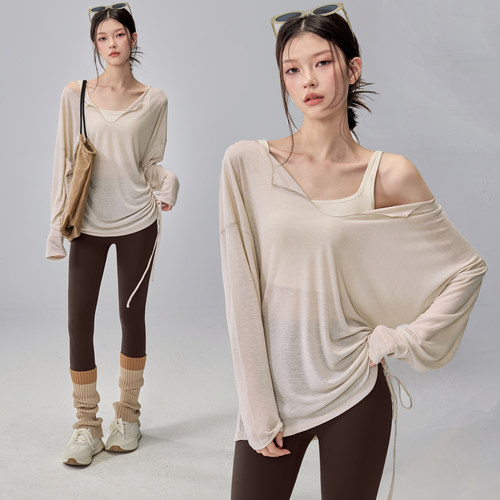 宽松显瘦透气瑜伽服罩衫女秋
