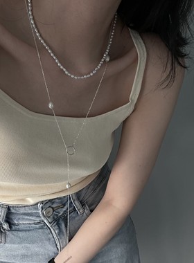 纯银小众设计感极简长链项链女