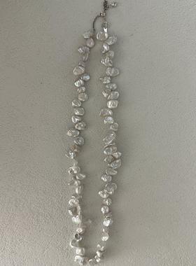 纯银女小众高级百搭花瓣珍珠项链