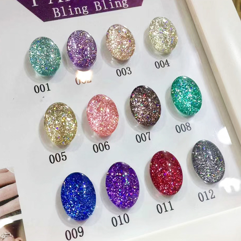 美甲热卖爆闪胶Q胶亮片铂金胶还闪光疗芭比甲油胶光泽度爆闪超亮