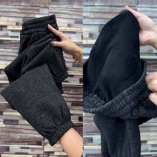 女2025新款 运动裤 束脚休闲裤 保暖百搭九分裤 潮 冬季 加绒加厚哈伦裤