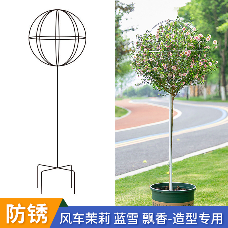 蓝雪花棒棒糖花架子月季风车茉莉铁线莲爬藤架铁艺球形攀爬花支架