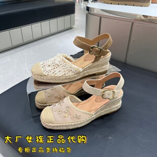 厚底凉鞋 专柜正品 草编大麦鞋 复古渔夫鞋 女EUQ13AK6 思加图2026春季