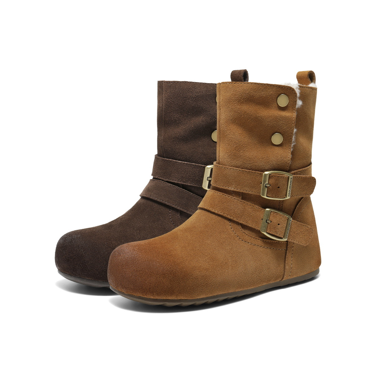 百丽复古雪地靴加毛保暖休闲中靴