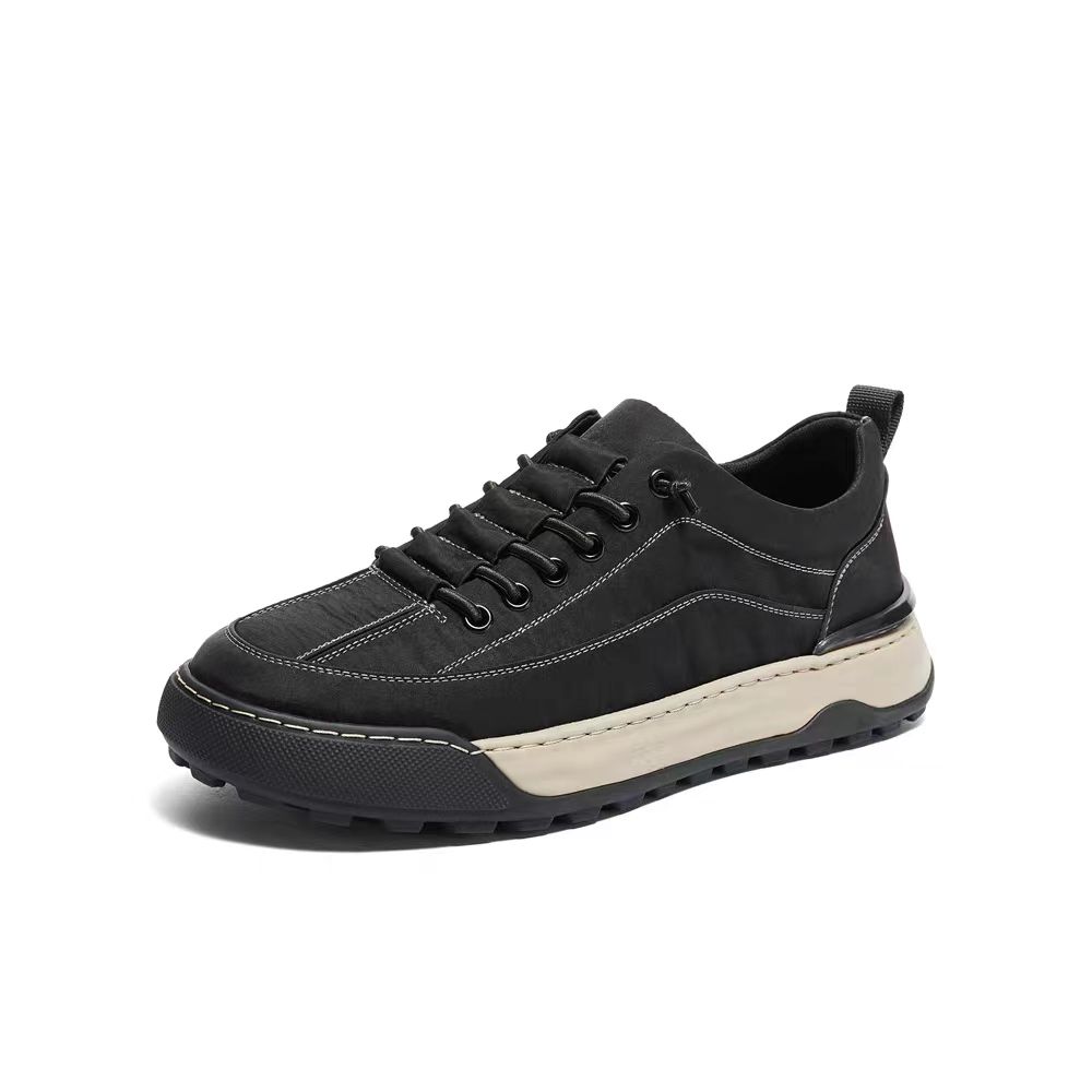 森达休闲板鞋帆布厚底男鞋