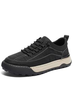 森达帆布鞋男24夏新商场同款户外运动风厚底休闲板鞋1PR01BM4