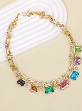 轻奢高级感简约度假风精致彩色项链多巴胺糖果设计感时尚百搭颈链