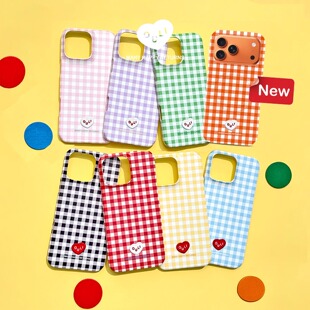 ins风氛围感iphone17粉蓝绿紫 OuliOuli磁吸半包菲林格子手机壳韩国小众风原创情侣高级感韩式 快乐一星期