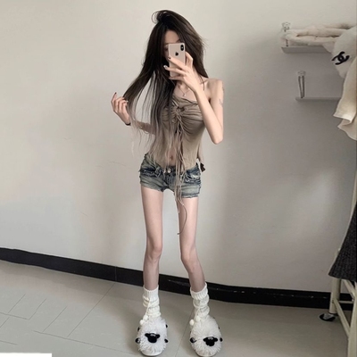 辣妹超短裤巨好看夏季薄款显瘦百搭小个子低腰包臀牛仔直筒热裤女