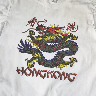 VINTAGE香港仿刺绣龙男女短袖T恤