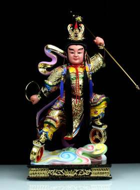 中坛元帅实香樟木工艺品神像降魔天神护法神哪吒神像家用供奉摆件
