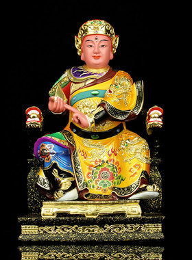 香樟木雕坐像华光大帝神像16寸马王爷摆设佛像家具摆件三只马灵官