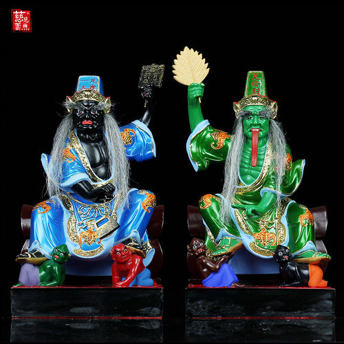 2025年黑白无常神像七爷八爷摆设 大二爷伯家居饰品工艺 树脂摆件