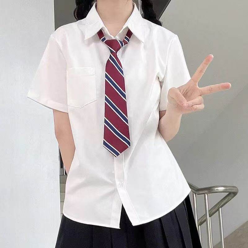 短袖jk制服衬衫女奶白色学院风衬衫