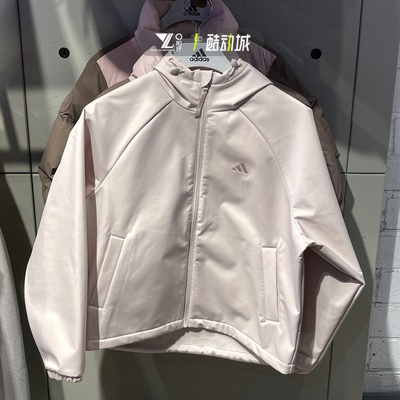 阿迪达斯女加绒连帽软壳夹克