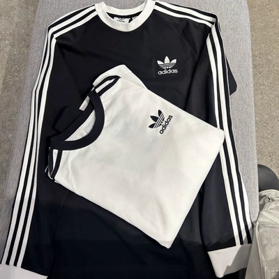 专柜正品Adidas男女休闲条纹卫衣