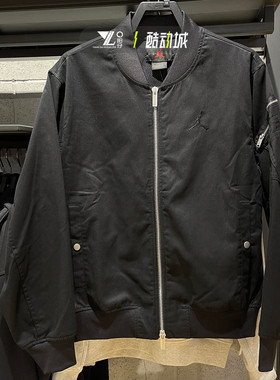 Jordan男子25年新款棒球服夹克刺绣logo黑色防风外套HF9368-010