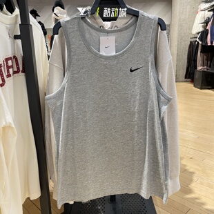 nike耐克男子运动训练速干透气灰色圆领无袖背心T恤 AR6070-063