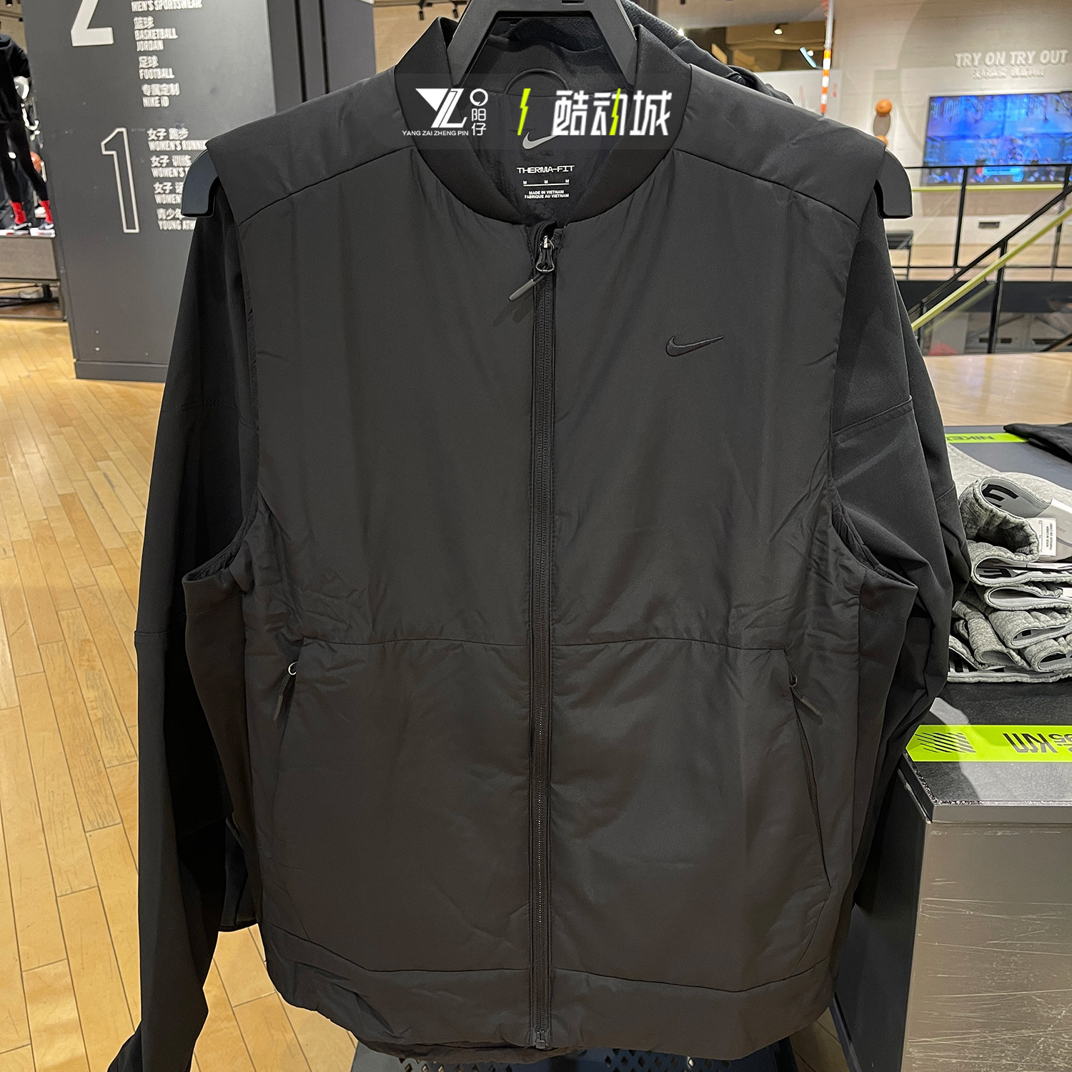 nike耐克男子24新款运动训练跑步黑色保暖棉马甲背心FB7554-010