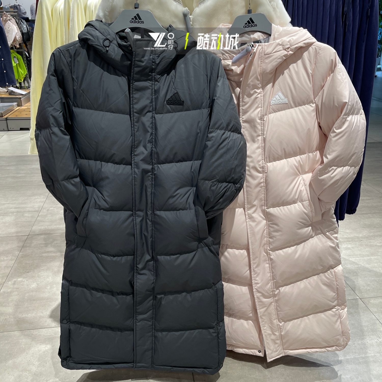 Adidas冬季男女简约经典长羽绒服