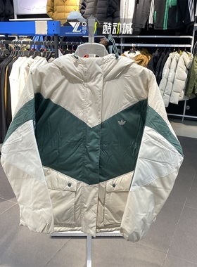 正品阿迪达斯三叶草双面穿羽绒服女子冬季保暖防寒外套夹克HS9518