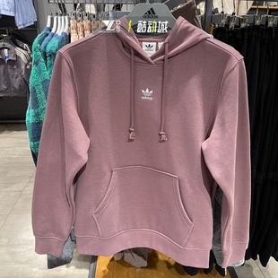 阿迪达斯三叶草正品卫衣女子刺绣logo加绒保暖休闲套头衫HJ7858