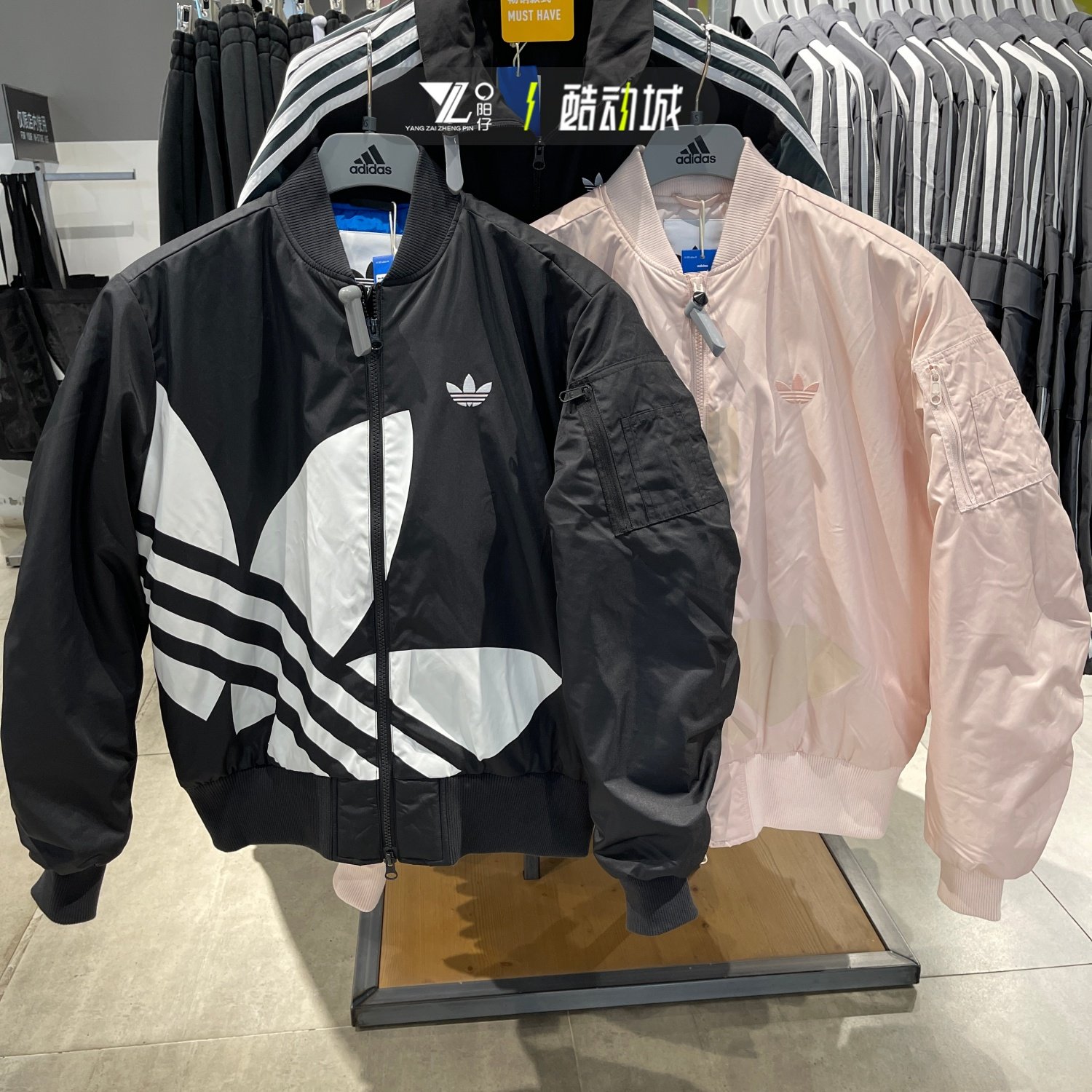 adidas三叶草正品棒球棉衣男女同款大logo保暖外套JL8380 JL8382