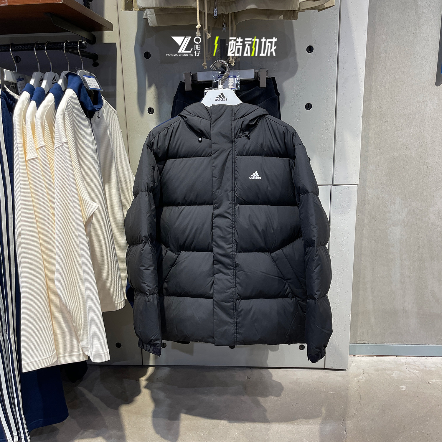 阿迪达斯男运动保暖连帽羽绒服