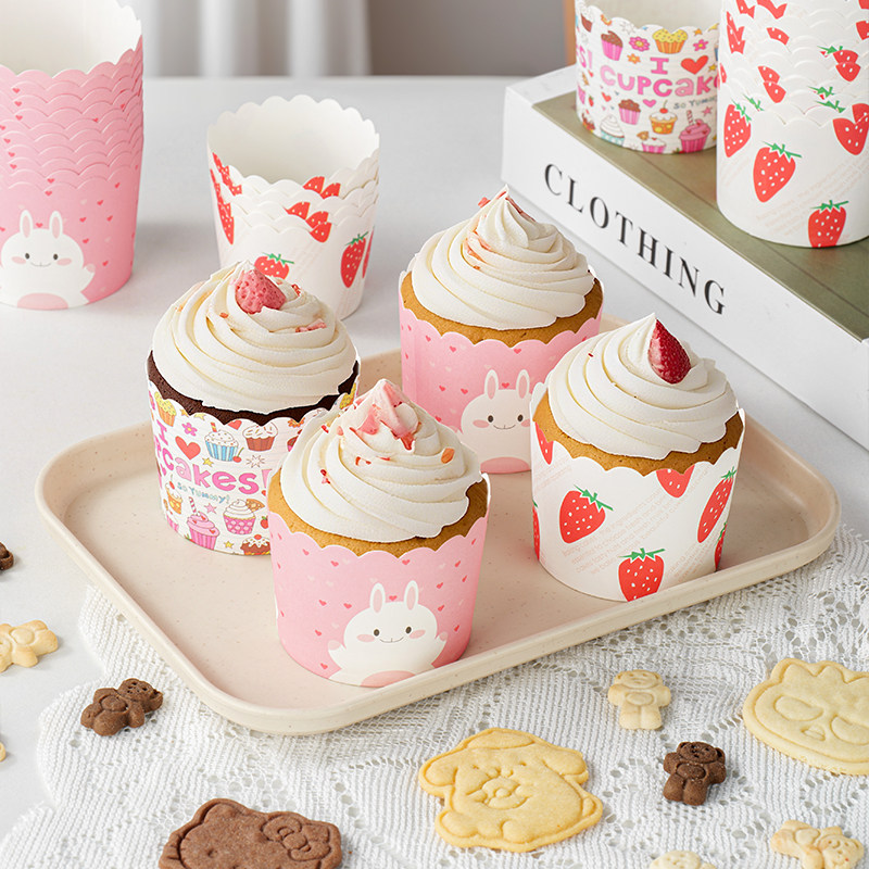 耐高温蛋糕纸杯一次性烤箱用高档梦幻甜品台粉色花边杯子纸托2