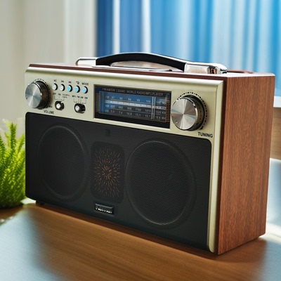 双声道立体声收音机台式调频中波短波充电蓝牙音箱插卡音响木箱