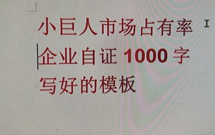 小巨人市场占有率企业自证一千字材料已写好拿来即用文档格式