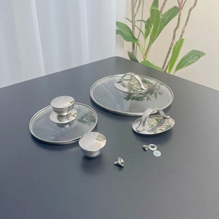 防烫304不锈钢锅盖把手配件玻璃锅盖顶帽把手通用盖子固定螺丝