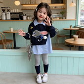 2026新款 假两件儿童衬衫 洋气时髦小女孩兔子警官衣服 套装 女童春装