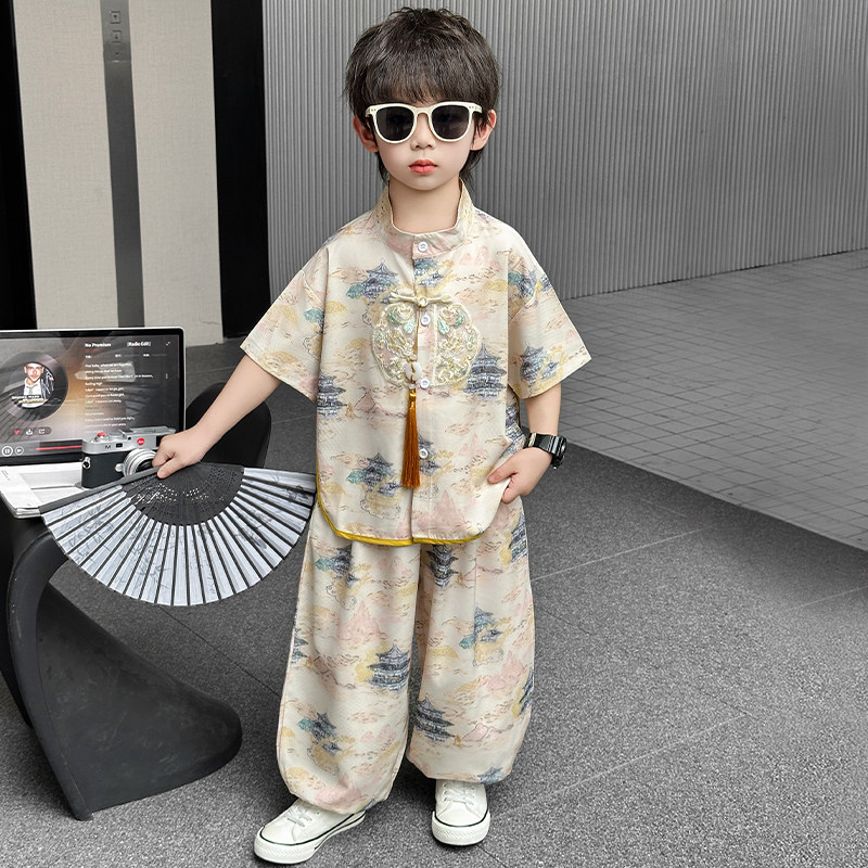 男童国风汉服套装夏装儿童新中式小少爷礼服2026六一表演服唐装