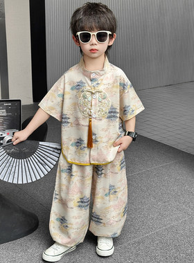 男童国风汉服套装夏装儿童新中式小少爷礼服2026六一表演服唐装