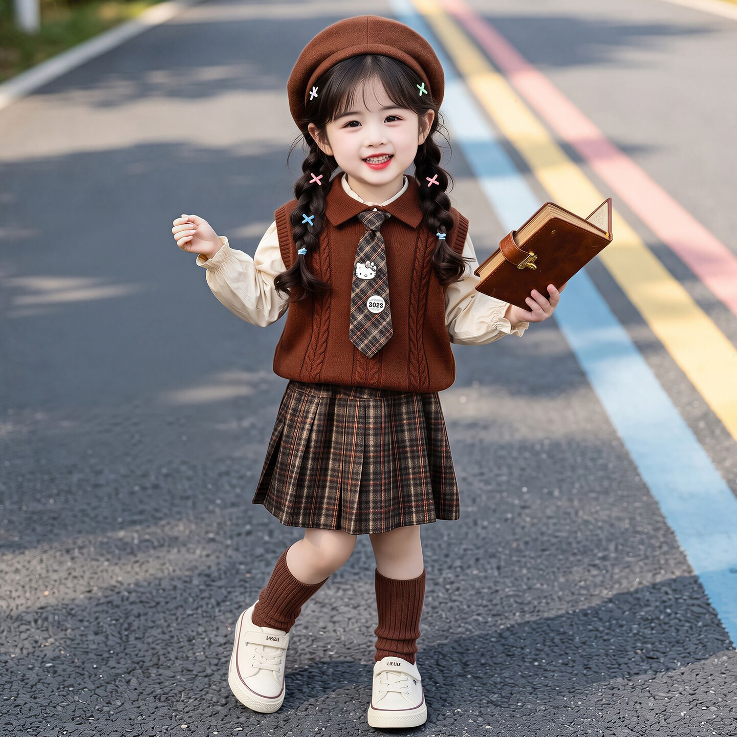 女童套装春秋2026新款儿童洋气jk裙子宝宝秋季时髦洋气学院风秋装图片